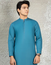 PEACOCK BLUE COTTON KAMEEZ SHALWAR | JTKS-S-35876
