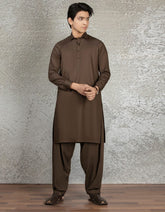 DARK BROWN COTTON KAMEEZ SHALWAR | JTKS-S-35877