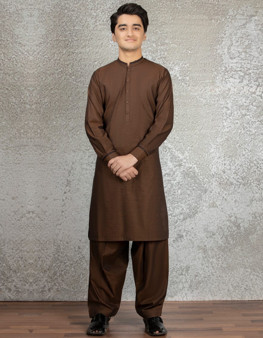 BROWN COTTON KAMEEZ SHALWAR | JTKS-S-35892
