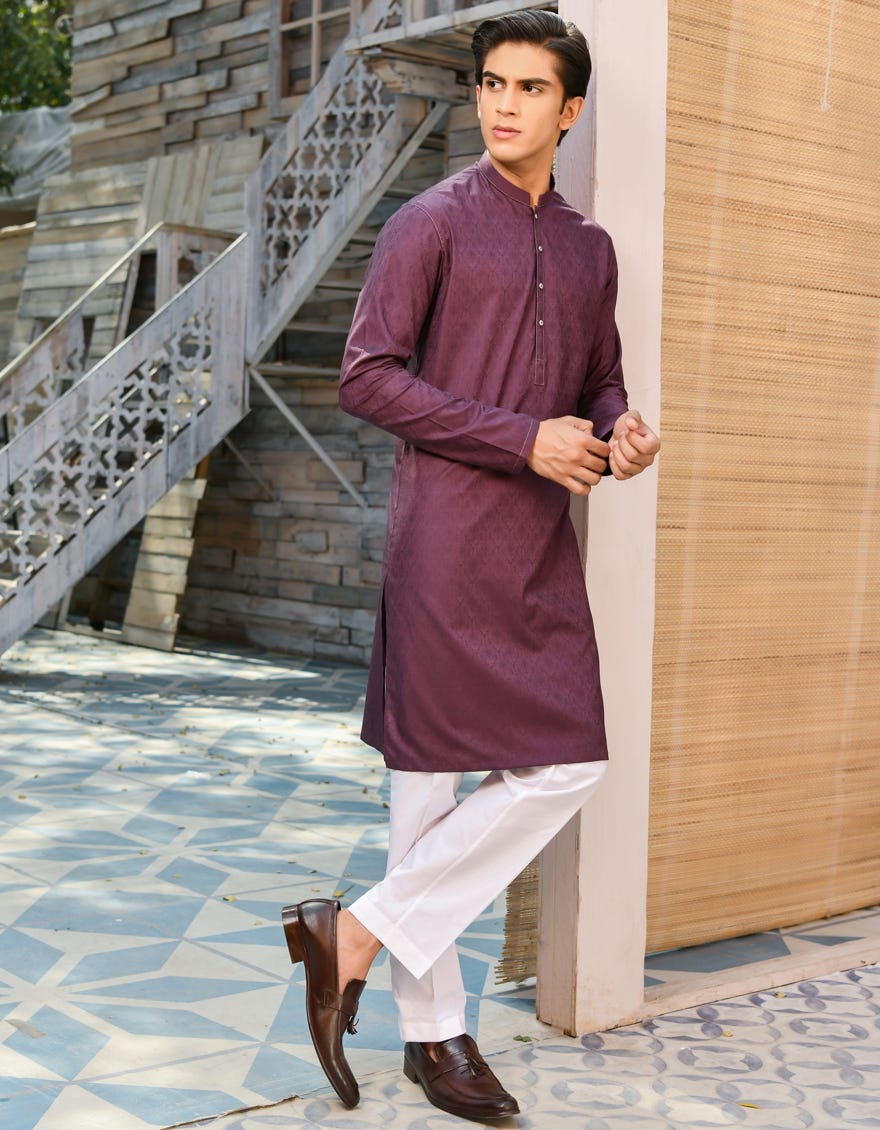 DARK PURPLE COTTON KURTA | JTK-S-35911