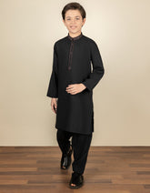 BLACK BLENDED KAMEEZ SHALWAR | JCKS-S-35916