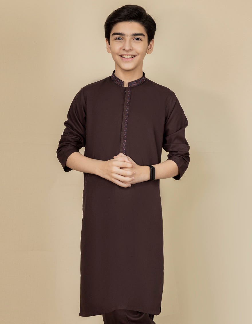DARK BROWN BLENDED KAMEEZ SHALWAR | JCKS-S-35917
