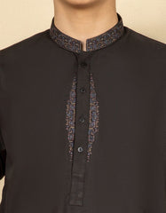 BLACK BLENDED KAMEEZ SHALWAR | JCKS-S-35918