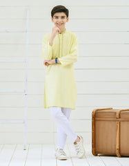 LEMON YELLOW COTTON KURTA PAJAMA | JCKP-A-35931