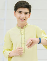 LEMON YELLOW COTTON KURTA PAJAMA | JCKP-A-35931