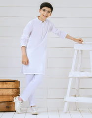 DULL WHITE COTTON KAMEEZ SHALWAR | JCKS-S-35940