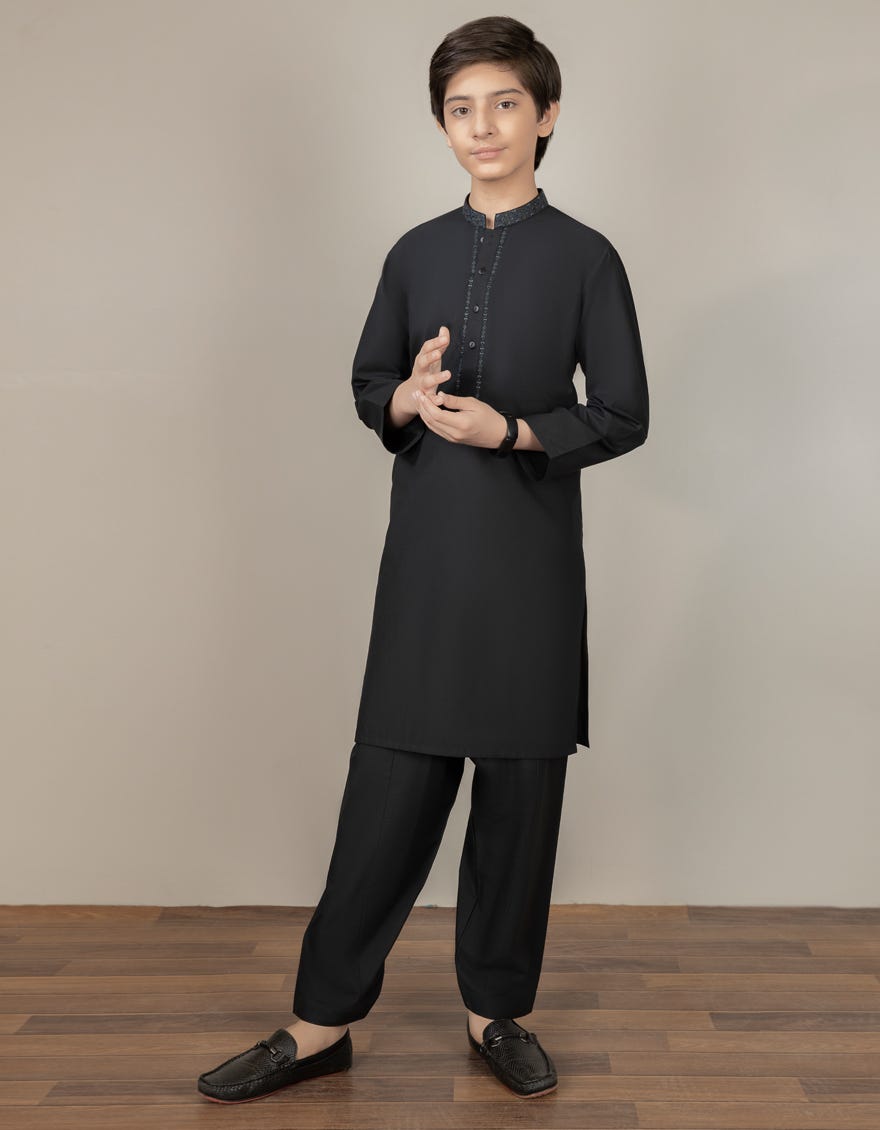 BLACK BLENDED KAMEEZ SHALWAR | JCKS-S-35942