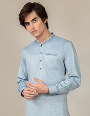 DULL BLUE COTTON KAMEEZ SHALWAR | JTKS-S-35944