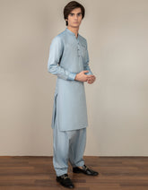DULL BLUE COTTON KAMEEZ SHALWAR | JTKS-S-35944