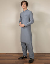 BLUISH GREY BLENDED KAMEEZ SHALWAR | JTKS-S-35946