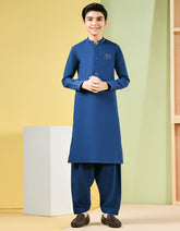 DARK BLUE BLENDED KAMEEZ SHALWAR | JCKS-S-35950