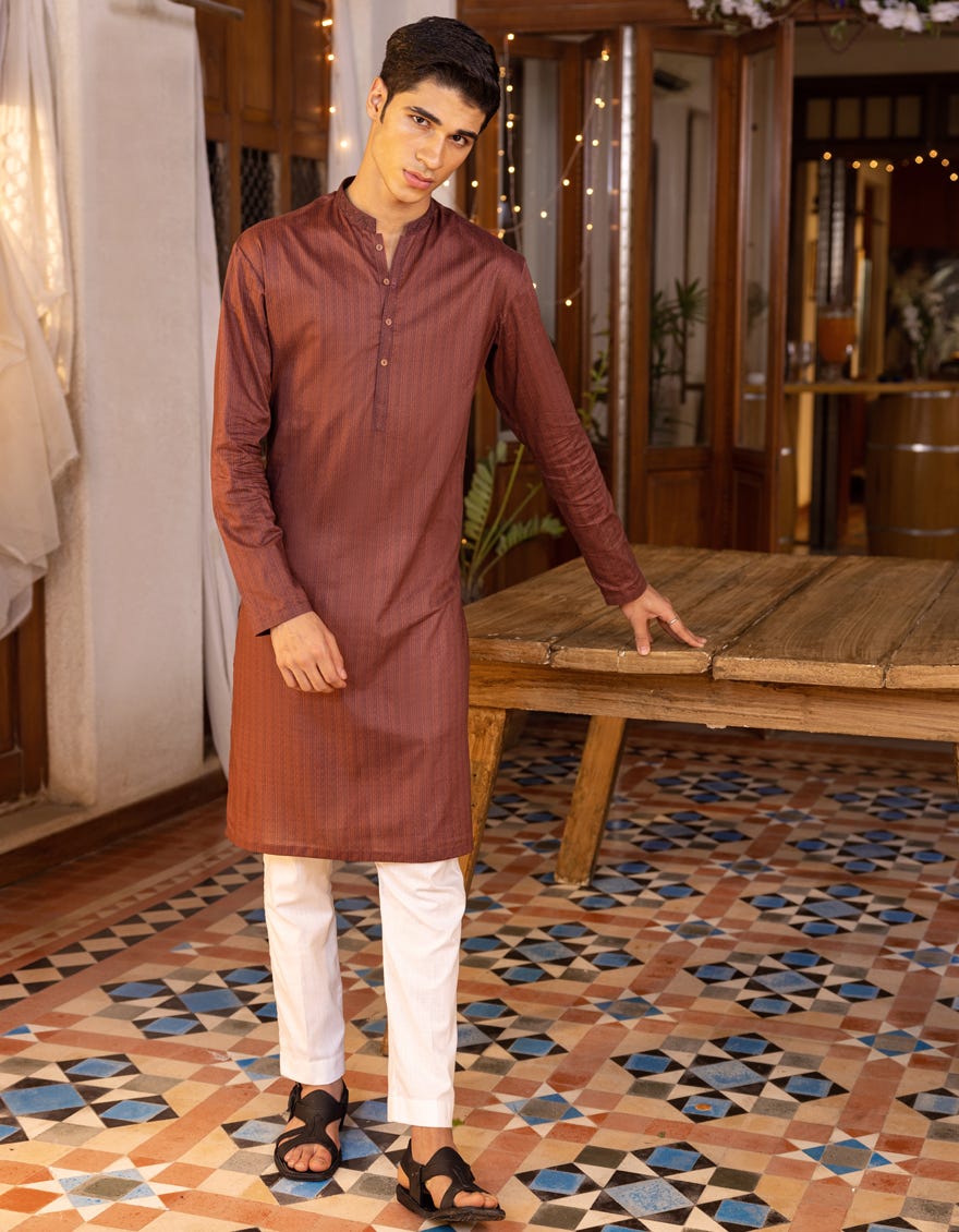 MAROON COTTON KURTA | JTK-S-35953