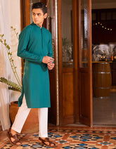 AQUA GREEN COTTON KURTA | JTK-S-35960