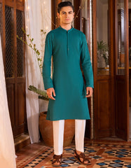 AQUA GREEN COTTON KURTA | JTK-S-35960