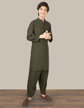 DARK GREEN BLENDED KAMEEZ SHALWAR | JCKS-S-35971