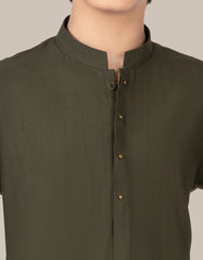 DARK GREEN BLENDED KAMEEZ SHALWAR | JCKS-S-35971