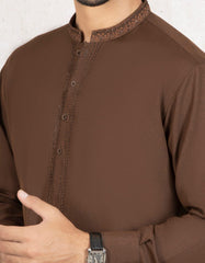 BROWN BLENDED KAMEEZ SHALWAR | JJKS-W-36849