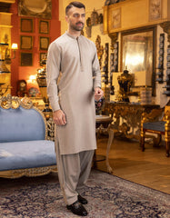 OATMEAL BLENDED KAMEEZ SHALWAR | JJKS-S-36855