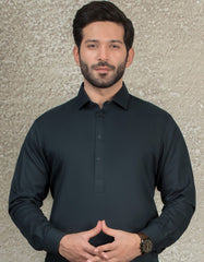 DARK GREEN COTTON KAMEEZ SHALWAR | JJKS-S-36864