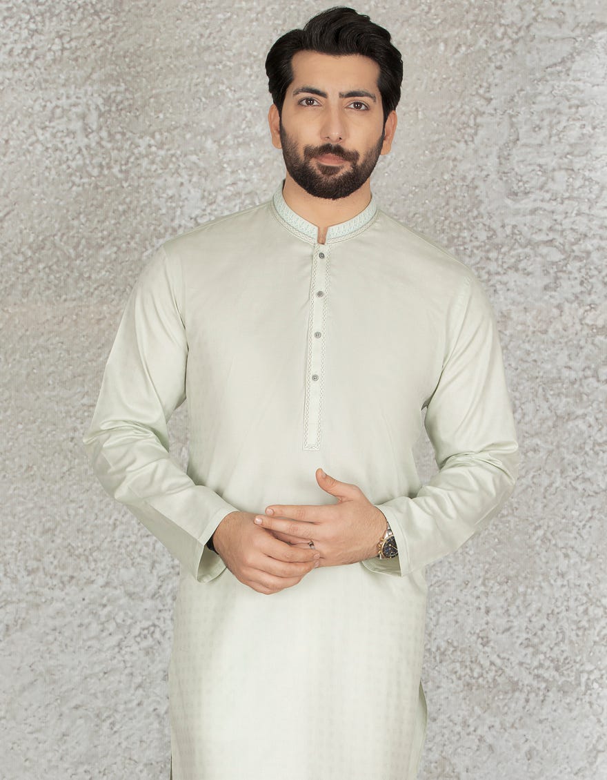 MINT GREEN COTTON KURTA | JJK-S-36865