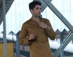 CAMEL COTTON KURTA | JJK-S-36879