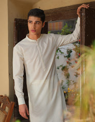 WHITE COTTON KURTA PAJAMA | JJKP-S-36892