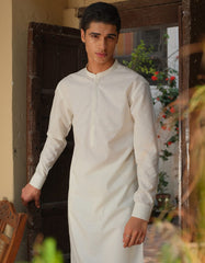 WHITE COTTON KURTA PAJAMA | JJKP-S-36892