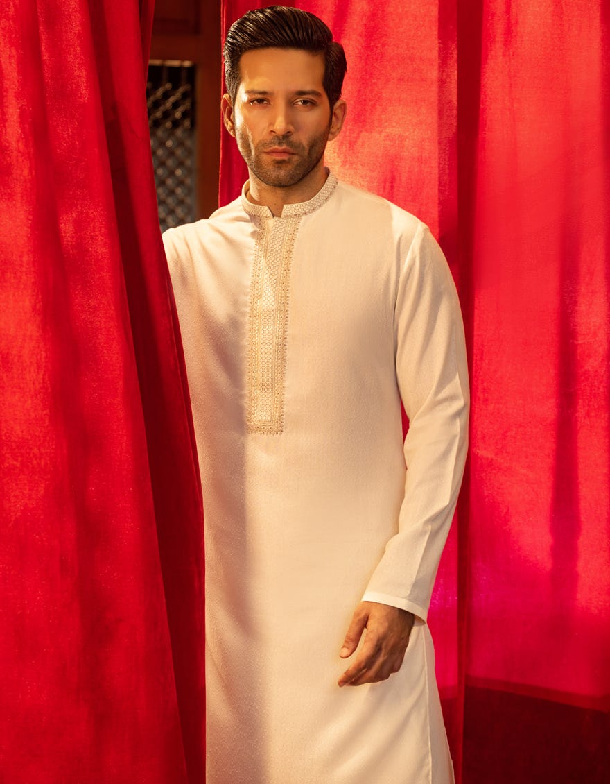 CREAM BLENDED KAMEEZ SHALWAR | JJKS-W-36895