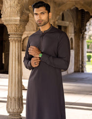 CHARCOAL GREY COTTON KAMEEZ SHALWAR | JJKS-S-36904