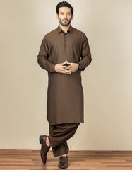 COFFEE BROWN COTTON KAMEEZ SHALWAR | JJKS-S-36905