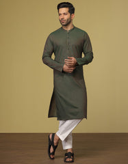 PARROT GREEN COTTON KURTA | JJK-S-36915