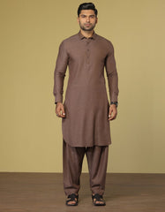WOOLEN BROWN BLENDED KAMEEZ SHALWAR | JJKS-S-36922