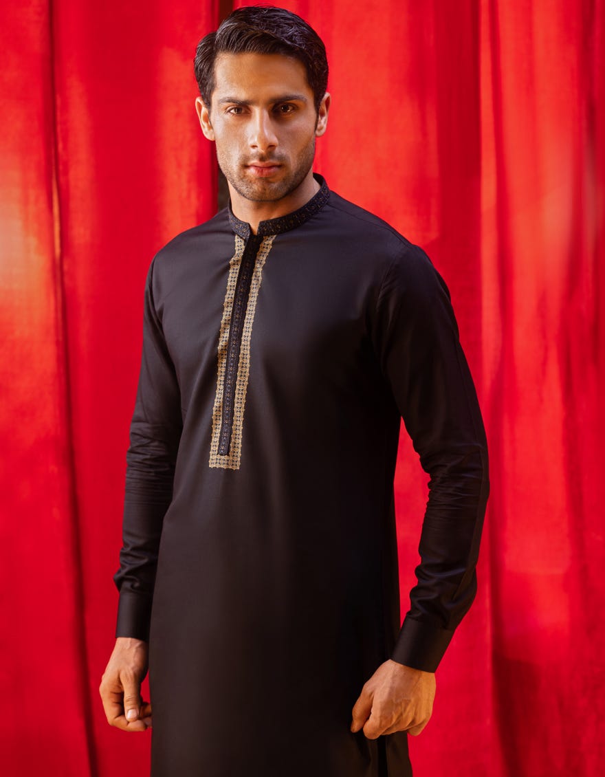 BLACK BLENDED KAMEEZ SHALWAR | JJKS-S-36933