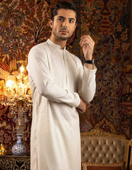 OFF WHITE BLENDED KAMEEZ SHALWAR | JJKS-S-37571