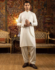 OFF WHITE BLENDED KAMEEZ SHALWAR | JJKS-S-37571
