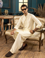 CREAM BLENDED KAMEEZ SHALWAR | JJKS-S-37572