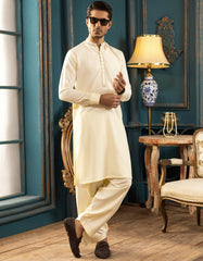 CREAM BLENDED KAMEEZ SHALWAR | JJKS-S-37572