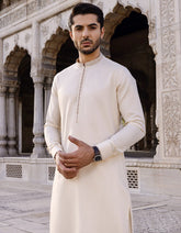 CREAM COTTON KAMEEZ SHALWAR | JJKS-S-37593
