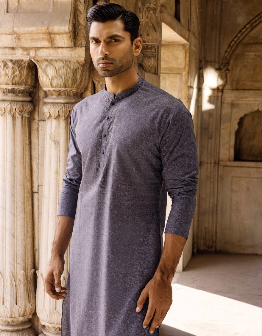 BLUE COTTON KURTA | JJK-S-37602