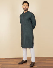 BOTTLE GREEN COTTON KURTA | JJK-S-37603