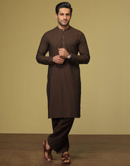 CHOCOLATE BROWN COTTON KAMEEZ SHALWAR | JJKS-S-37617