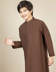 BROWN BLENDED KAMEEZ SHALWAR | JCKS-S-38440-R1