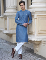 DENIM BLUE COTTON KURTA | JTK-S-38445