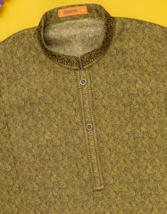 OLIVE GREEN COTTON KAMEEZ SHALWAR | JJIKS-S-38466