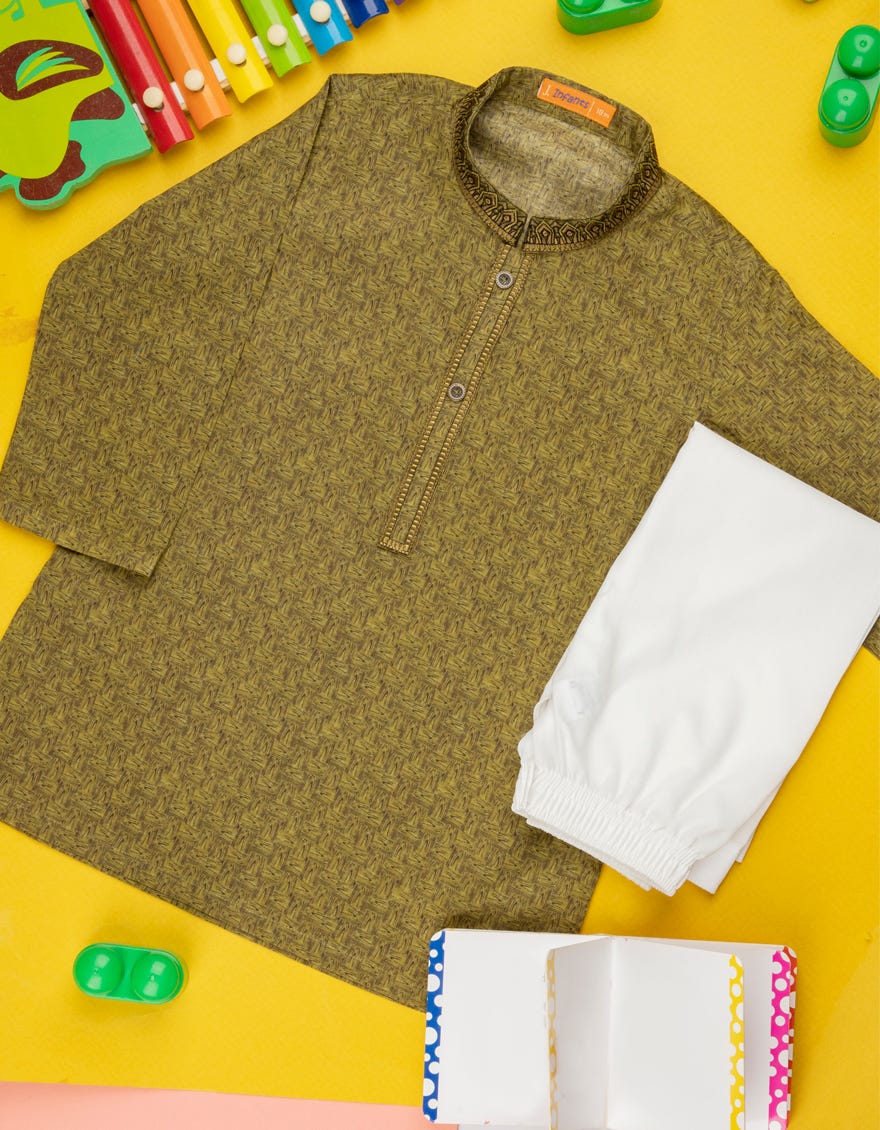 OLIVE GREEN COTTON KAMEEZ SHALWAR | JJIKS-S-38466
