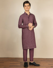 DARK PURPLE BLENDED KURTA PAJAMA | JTKP-S-38471