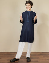 NAVY BLUE BLENDED KURTA | JCK-S-38480