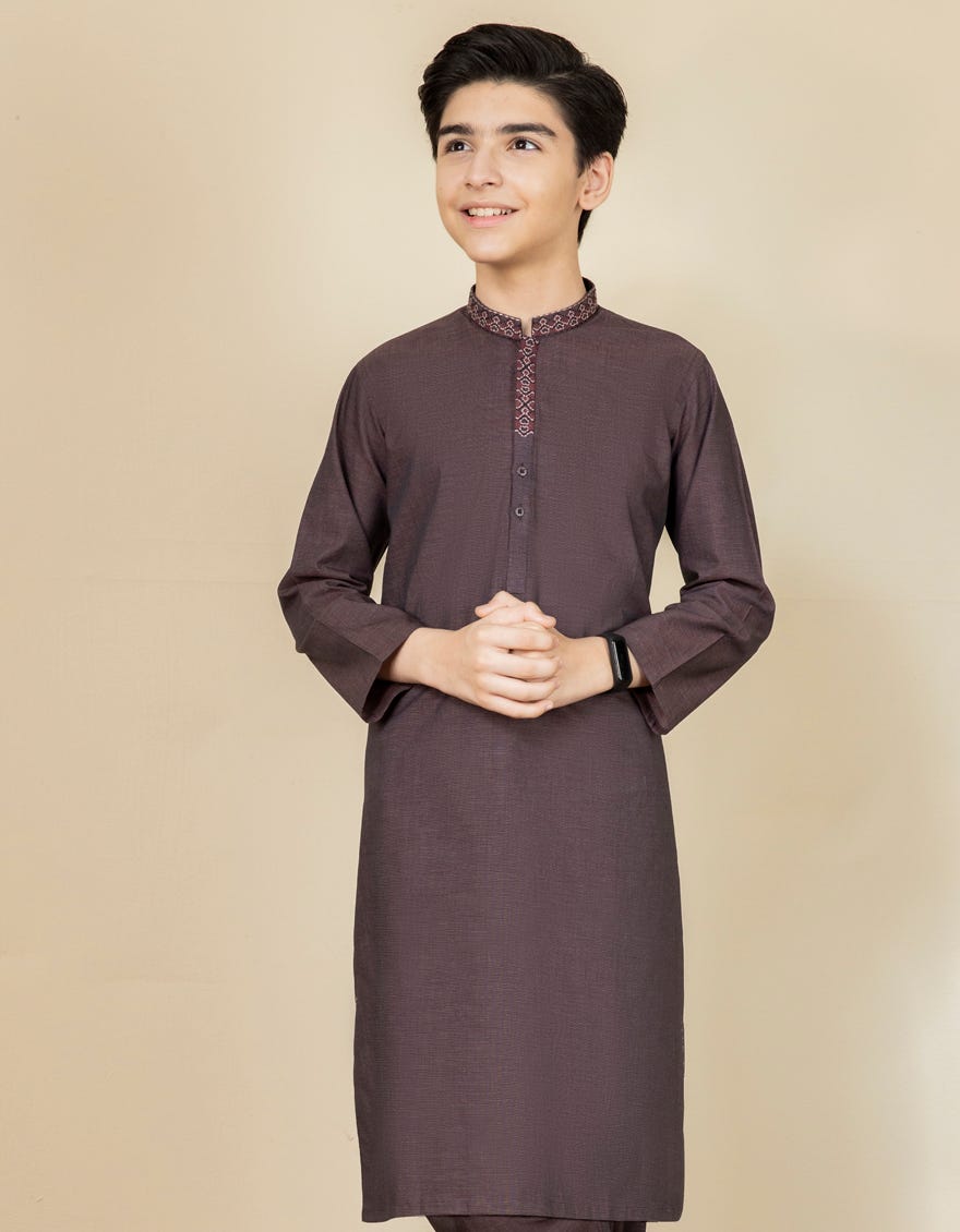 DEEP PURPLE COTTON KAMEEZ SHALWAR | JCKS-S-38481