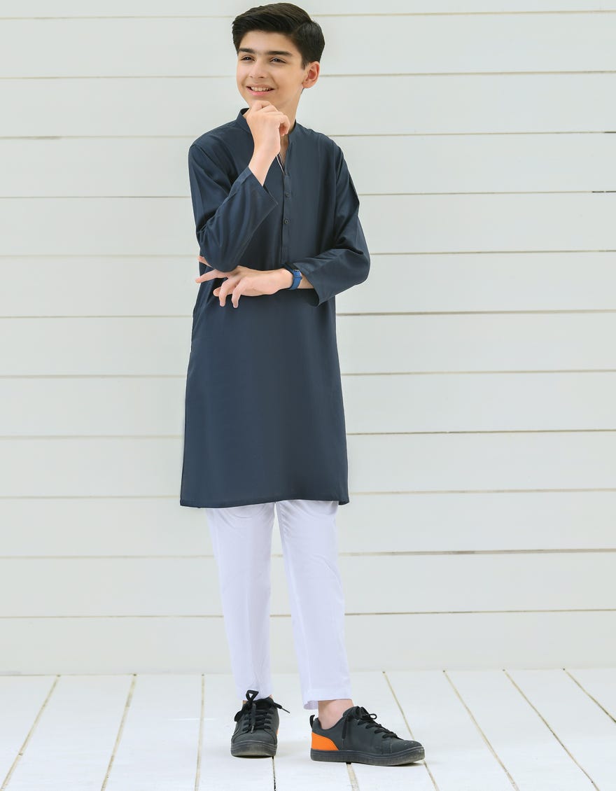 GREYISH BLUE COTTON KURTA | JCK-S-38484