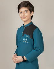 TURQUOISE BLUE CVC KURTA PAJAMA | JCKP-S-38500